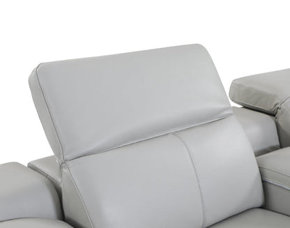 Light Gray Italian Leather Power Reclining U Shaped Five Piece Corner Sectional With Console-4
