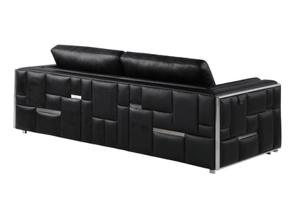 Black Top Grain Leather Five Person Seating Set-3