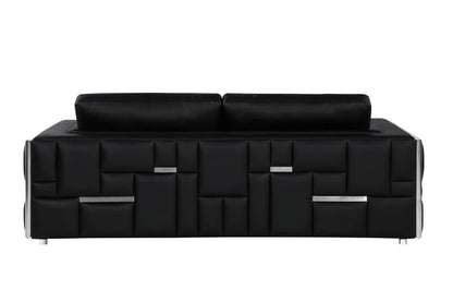 Black Top Grain Leather Five Person Seating Set-6