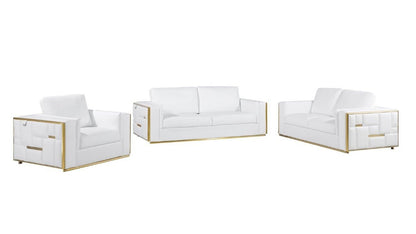 White Top Grain Leather Five Person Seating Set-1