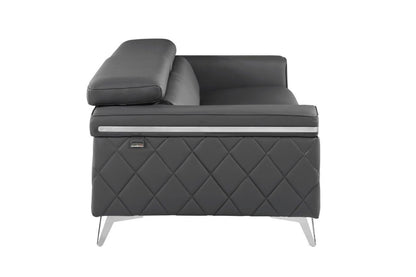 Three Piece Gray Top Grain Leather Five Person Seating Set-6