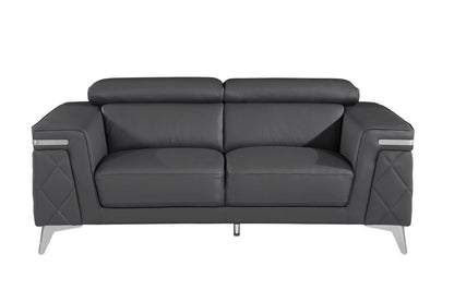 Three Piece Gray Top Grain Leather Five Person Seating Set-8