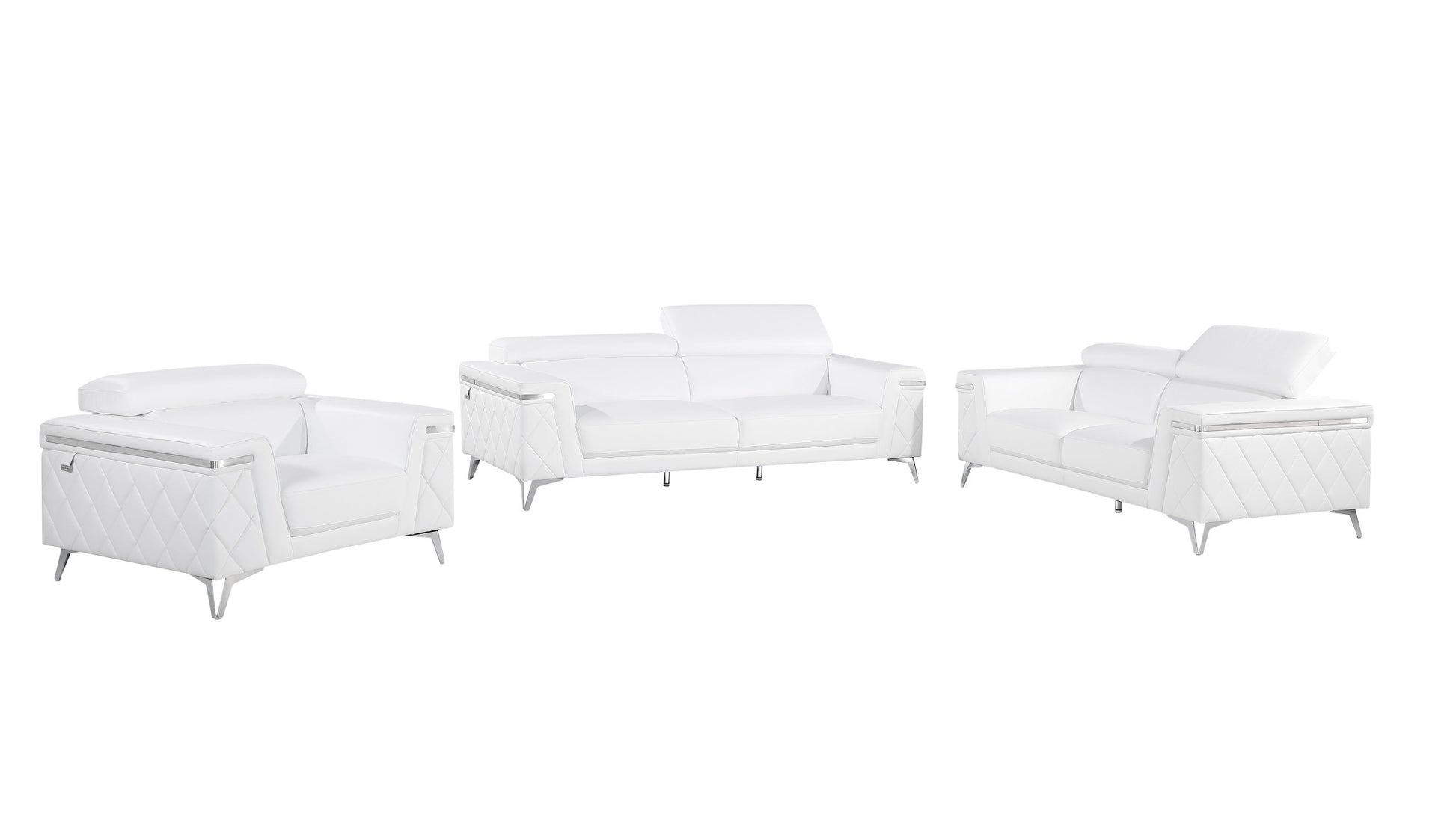 White Top Grain Leather Five Person Seating Set-1