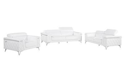White Top Grain Leather Five Person Seating Set-1