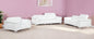 White Top Grain Leather Five Person Seating Set-0
