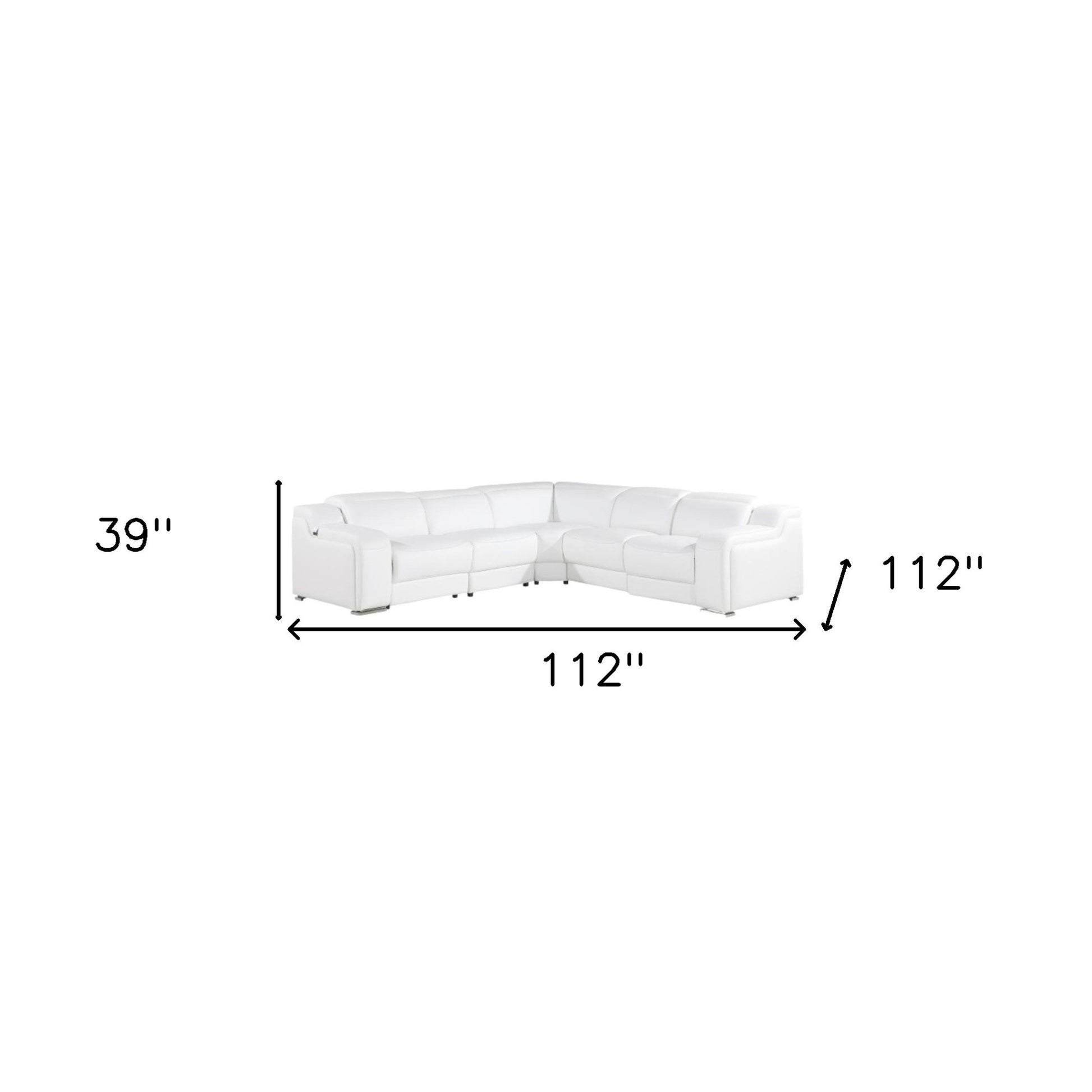 White Italian Leather Power Reclining L Shaped Five Piece Corner Sectional-8