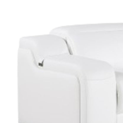 White Italian Leather Power Reclining L Shaped Five Piece Corner Sectional-6