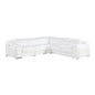 White Italian Leather Power Reclining L Shaped Five Piece Corner Sectional-0