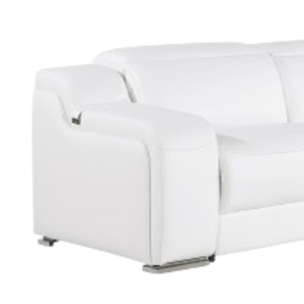 White Italian Leather Power Reclining L Shaped Five Piece Corner Sectional-7