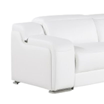 White Italian Leather Power Reclining L Shaped Five Piece Corner Sectional-7