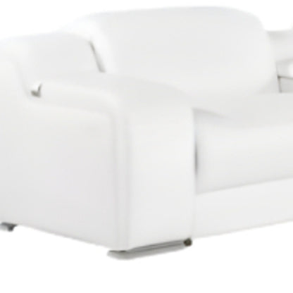 White Italian Leather 3 Power Reclining L Shaped Eight Piece Corner Sectional With Console-6