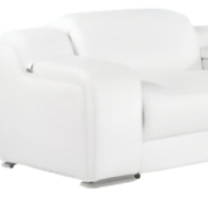 White Italian Leather 4 Power Reclining L Shaped Eight Piece Corner Sectional With Console-6