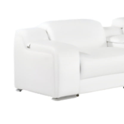 White Italian Leather 4 Power Reclining L Shaped Eight Piece Corner Sectional With Console-7
