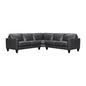 Black Leather L Shaped Three Piece Corner Sectional-0