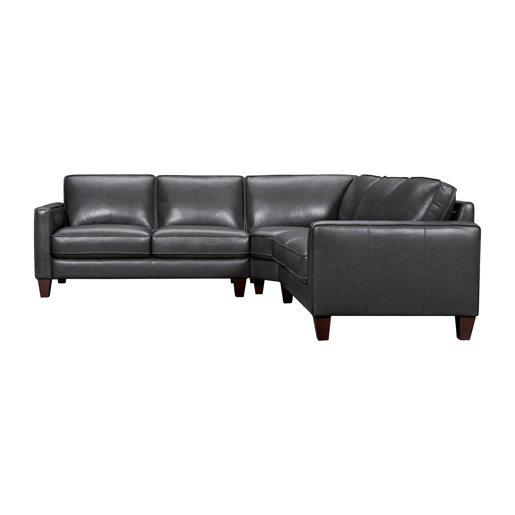 Black Leather L Shaped Three Piece Corner Sectional-2