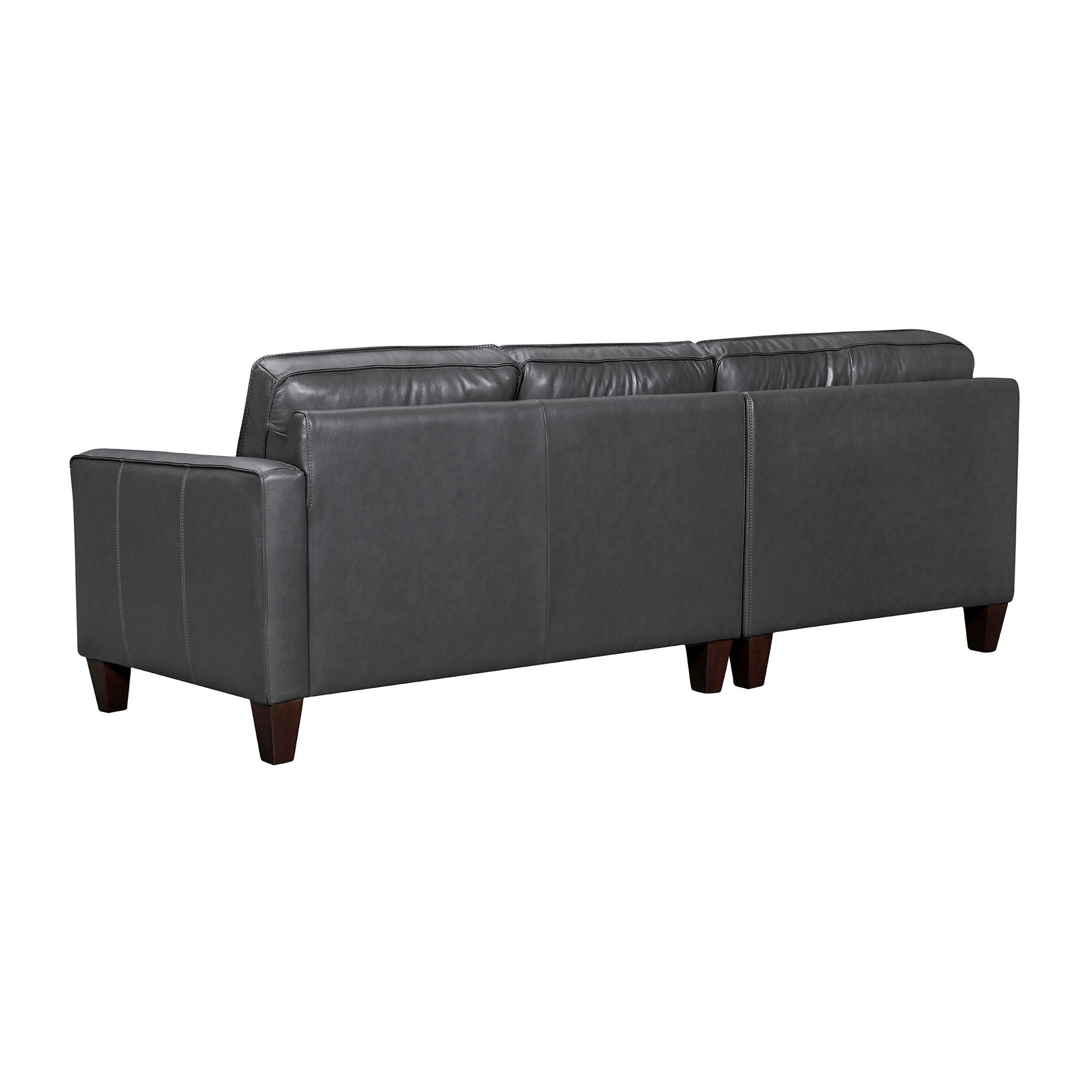 Black Leather L Shaped Three Piece Corner Sectional-3