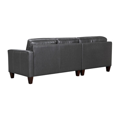 Black Leather L Shaped Three Piece Corner Sectional-3
