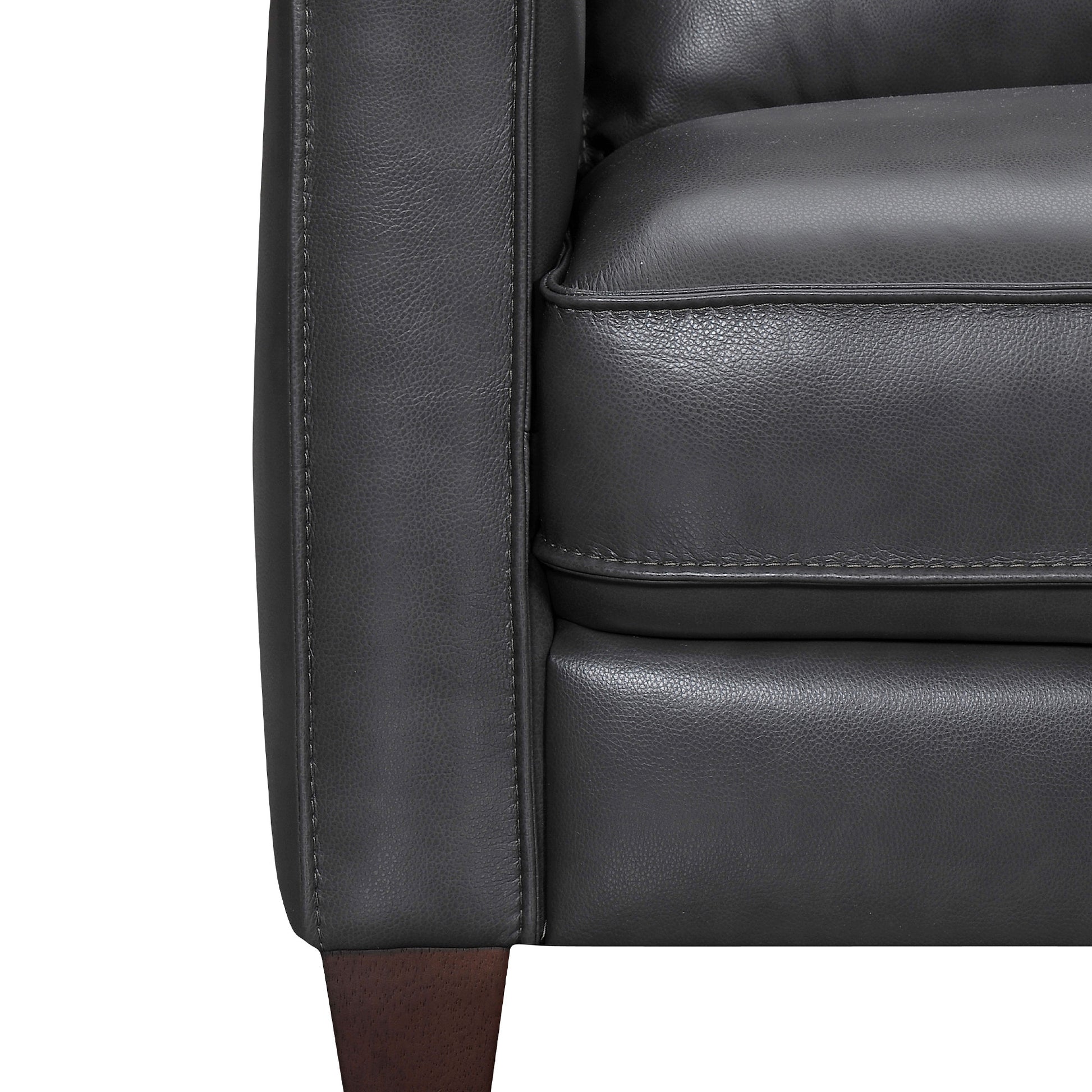 Black Leather L Shaped Three Piece Corner Sectional-4