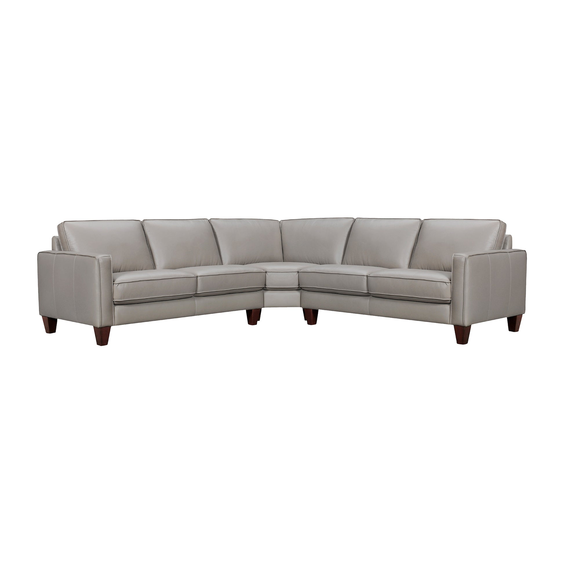 Gray Leather L Shaped Three Piece Corner Sectional-0