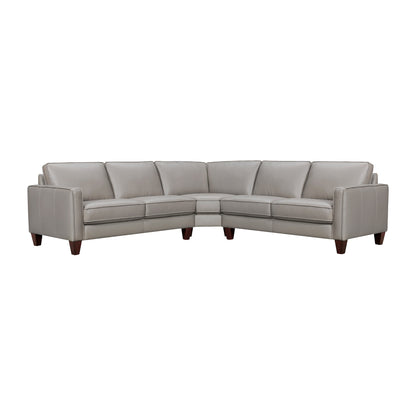 Gray Leather L Shaped Three Piece Corner Sectional-0