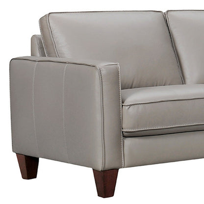 Gray Leather L Shaped Three Piece Corner Sectional-7
