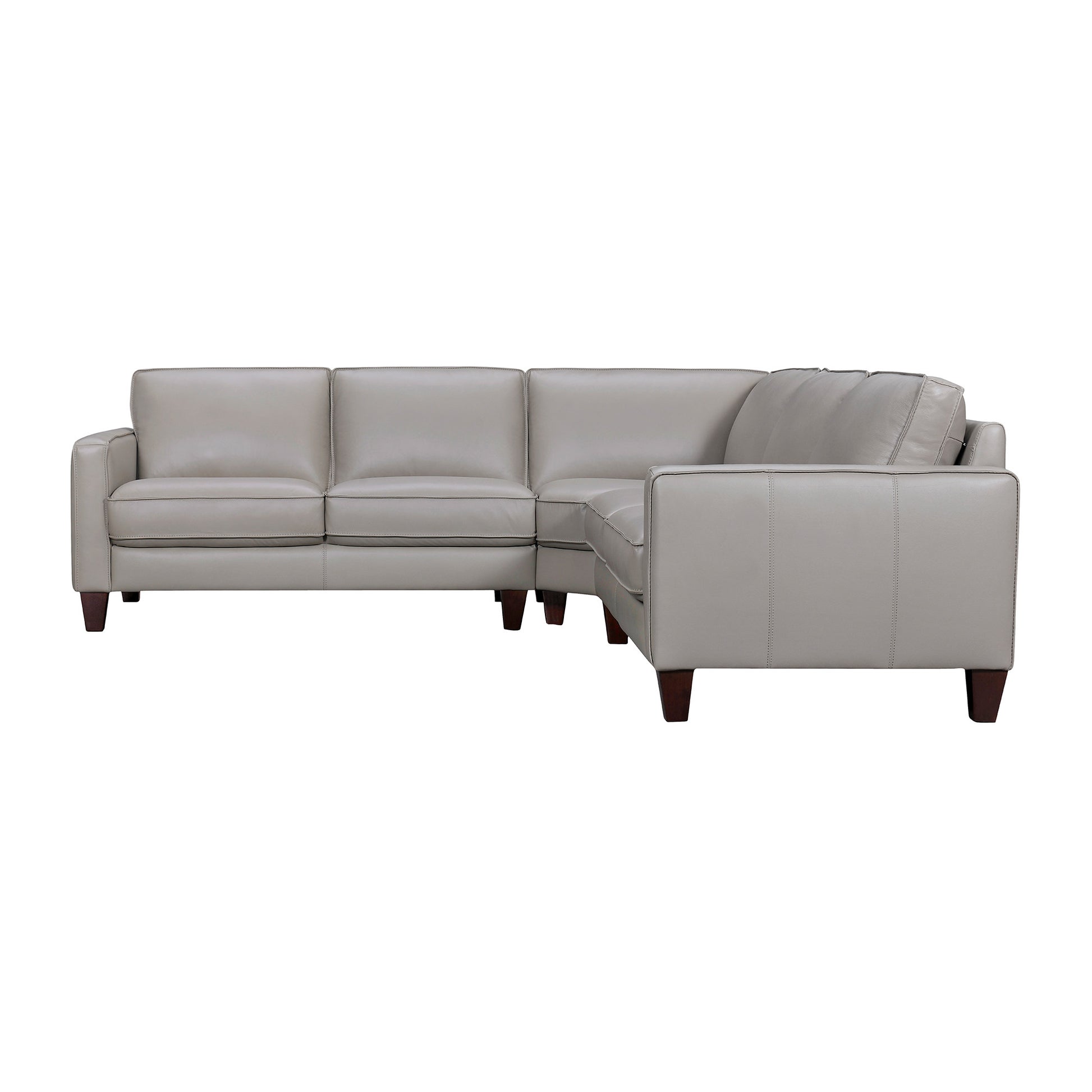 Gray Leather L Shaped Three Piece Corner Sectional-2