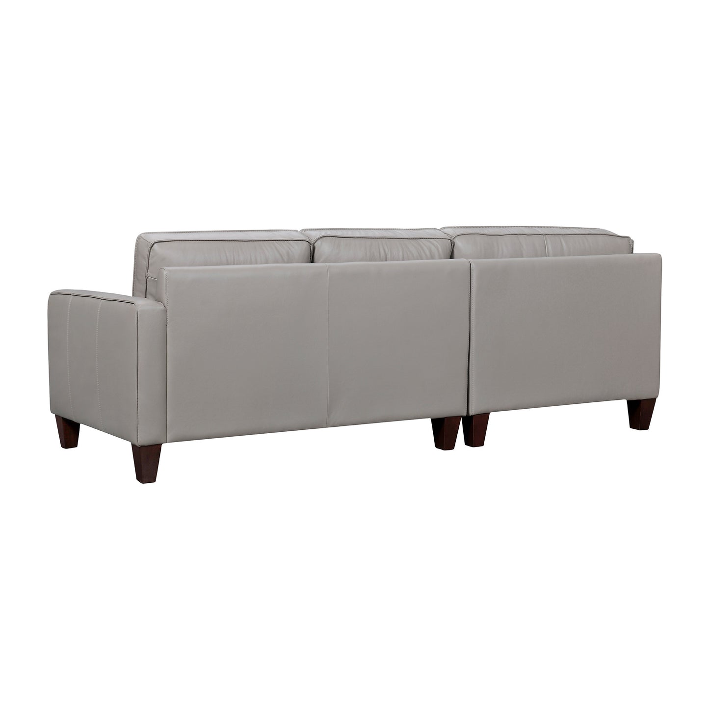 Gray Leather L Shaped Three Piece Corner Sectional-3