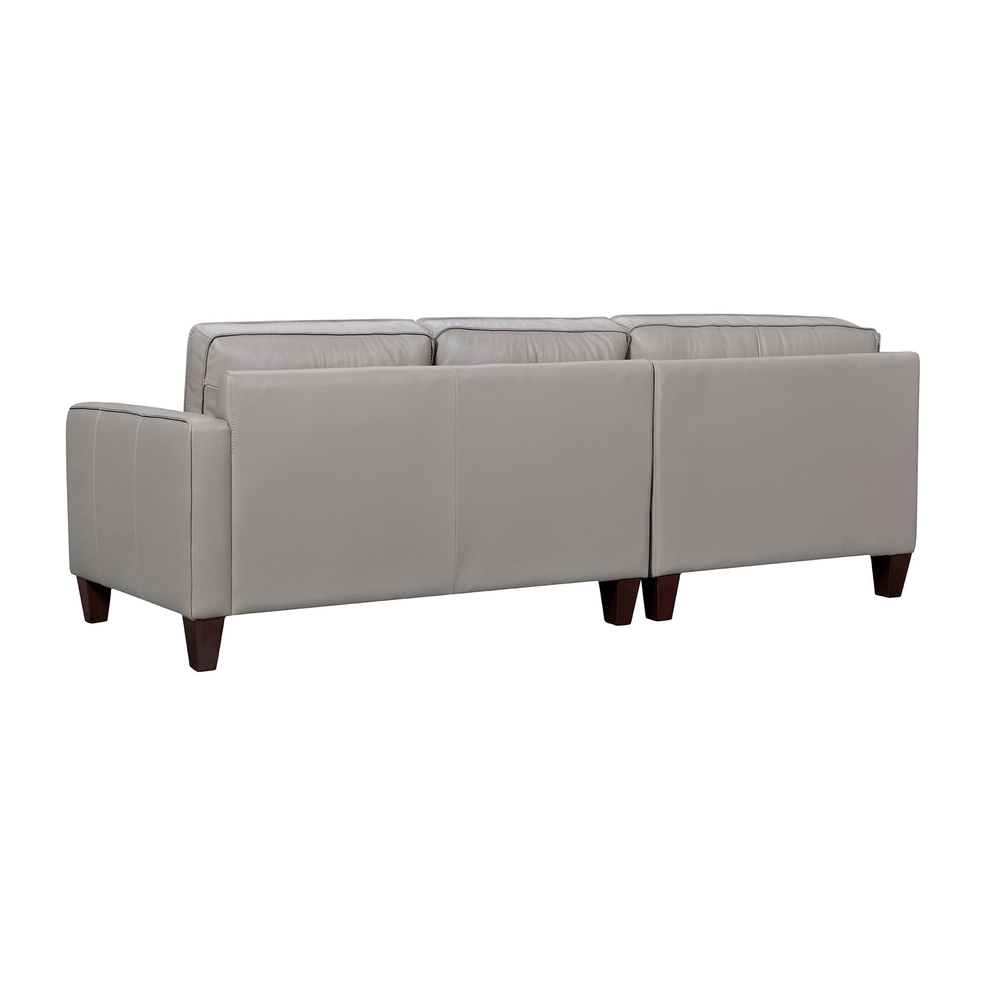 Gray Leather L Shaped Three Piece Corner Sectional-3