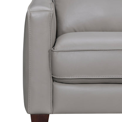 Gray Leather L Shaped Three Piece Corner Sectional-4