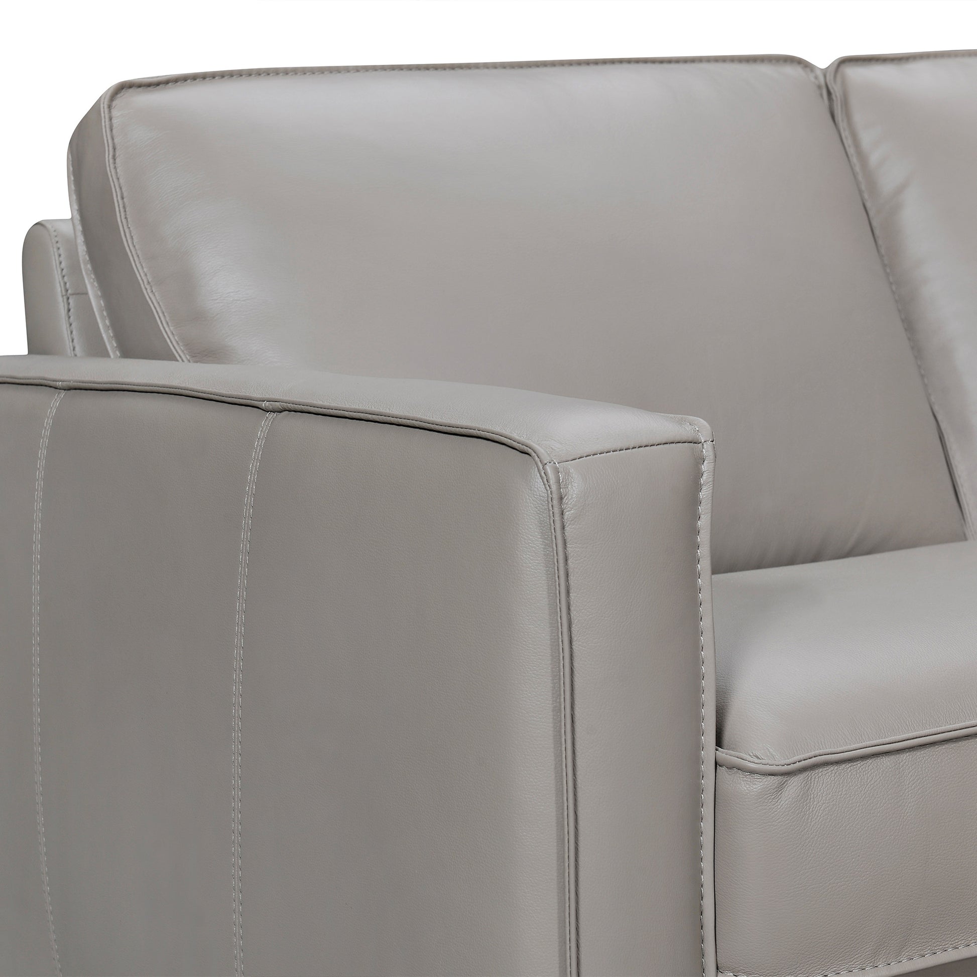 Gray Leather L Shaped Three Piece Corner Sectional-6