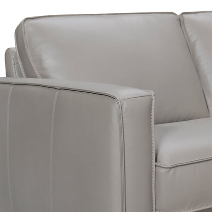 Gray Leather L Shaped Three Piece Corner Sectional-6