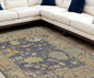 12' X 15' Gold Blue and Purple Wool Oriental Hand Knotted Area Rug With Fringe-0