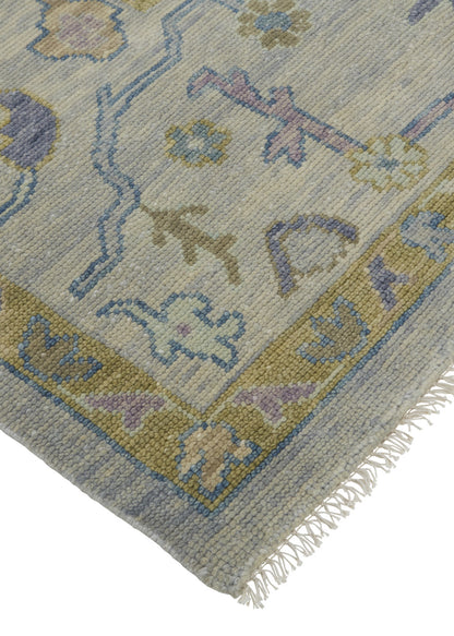 12' X 15' Purple Gray and Gold Wool Oriental Hand Knotted Area Rug With Fringe-7