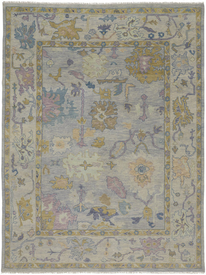 12' X 15' Purple Gray and Gold Wool Oriental Hand Knotted Area Rug With Fringe-4