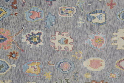12' X 15' Gray Blue and Red Wool Oriental Hand Knotted Area Rug With Fringe-7