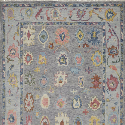 12' X 15' Gray Blue and Red Wool Oriental Hand Knotted Area Rug With Fringe-5