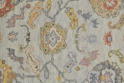 12' X 15' Gray Red and Yellow Wool Oriental Hand Knotted Area Rug With Fringe-6