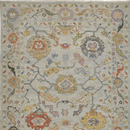 12' X 15' Gray Red and Yellow Wool Oriental Hand Knotted Area Rug With Fringe-8