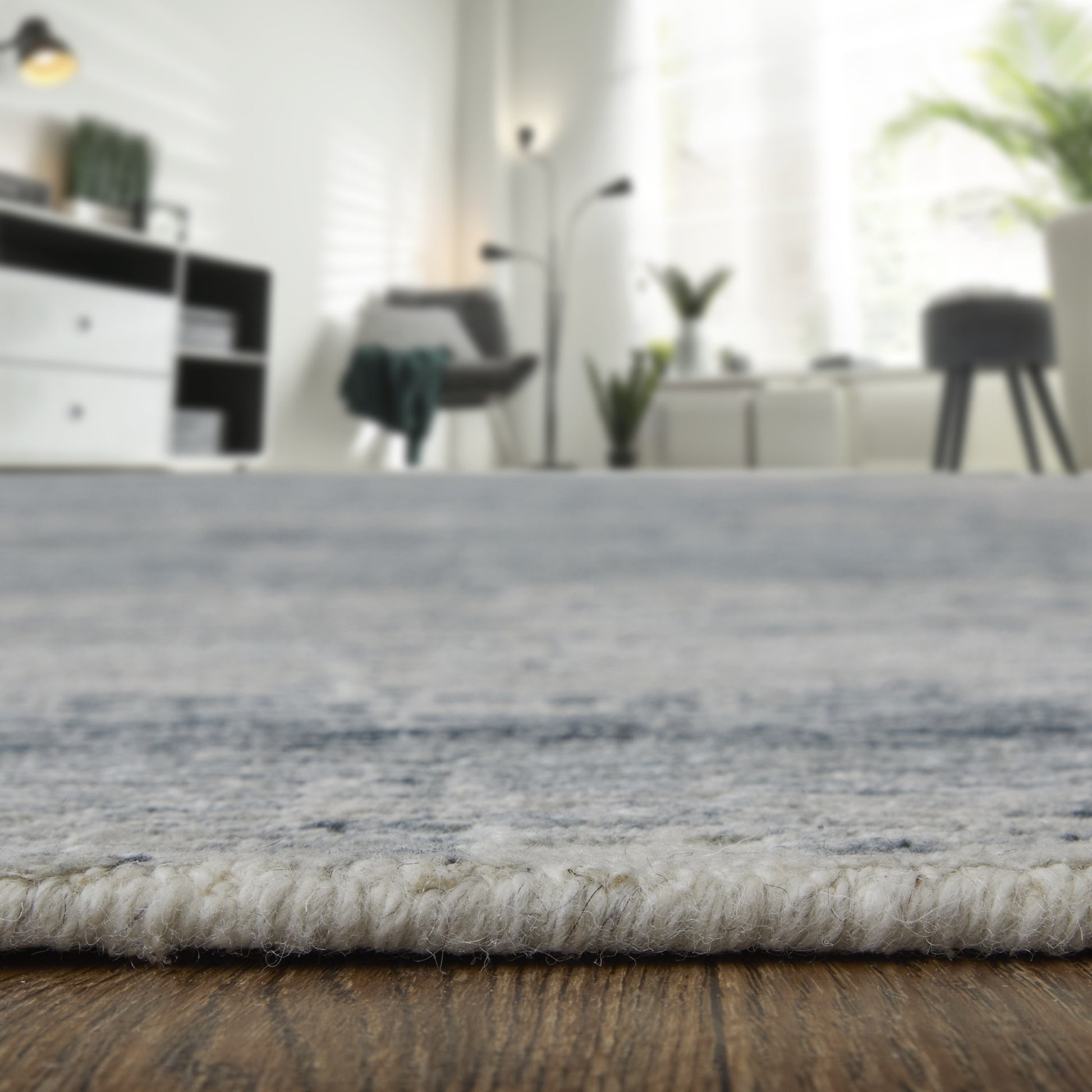 9' X 13' Ivory Gray and Blue Abstract Hand Knotted Worn Faded Area Rug-6
