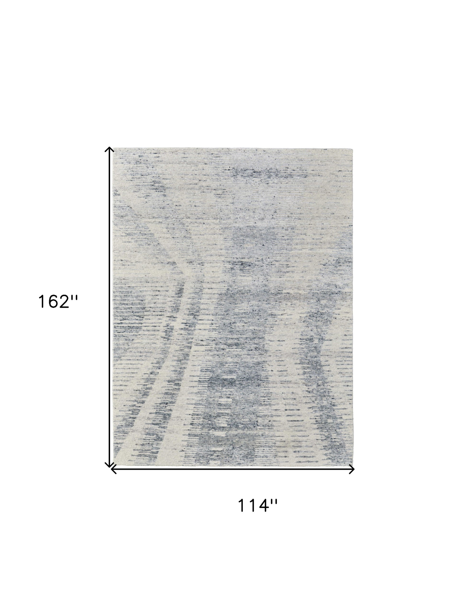 9' X 13' Ivory Gray and Blue Abstract Hand Knotted Worn Faded Area Rug-8