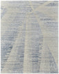 9' X 13' Ivory Blue And Silver Abstract Hand Knotted Distressed Area Rug-0
