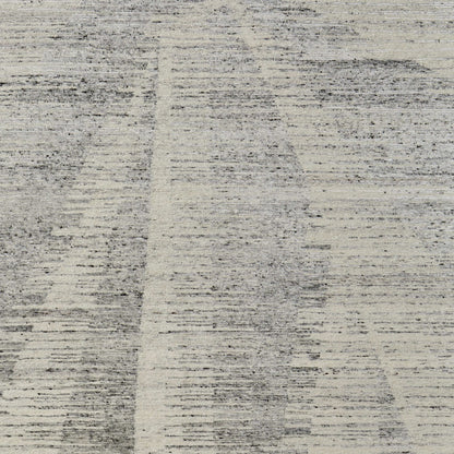 9' X 13' Ivory and Gray Abstract Hand Knotted Worn Faded Area Rug-4