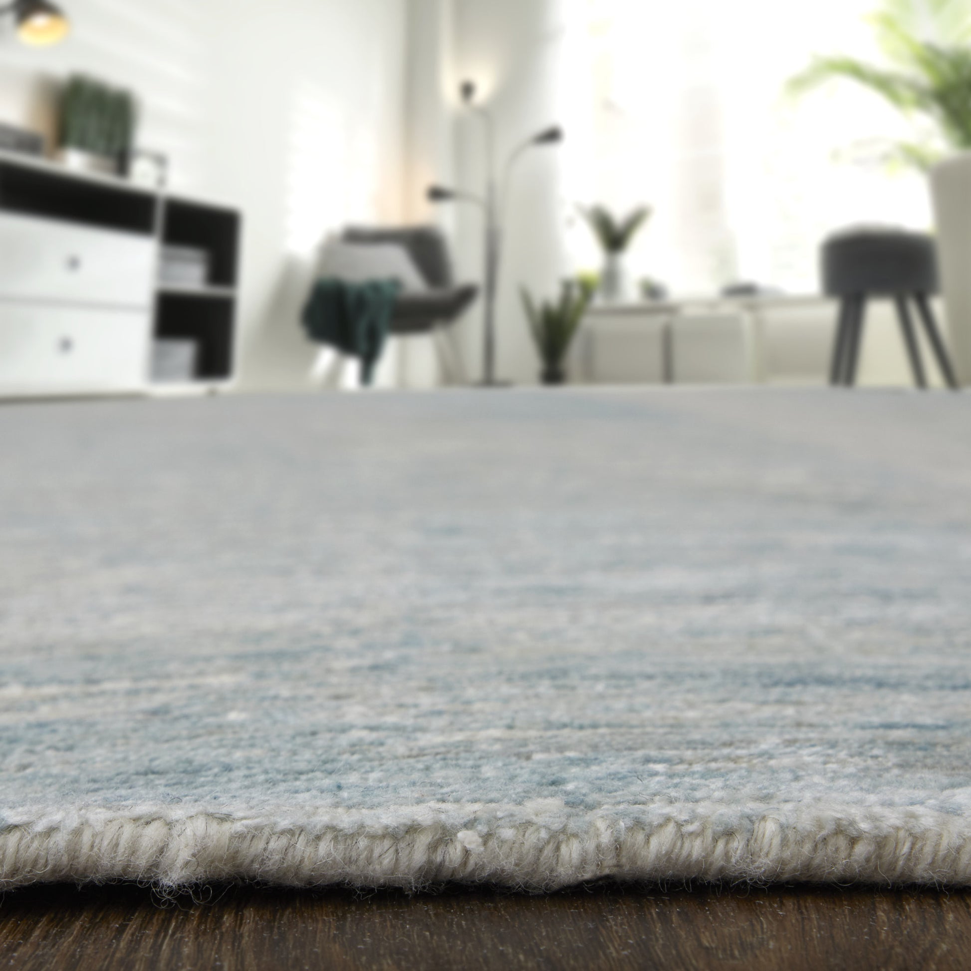 12' X 15' Blue Ivory And Silver Abstract Hand Knotted Distressed Area Rug-6