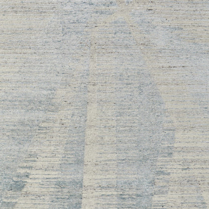12' X 15' Blue Ivory And Silver Abstract Hand Knotted Distressed Area Rug-4