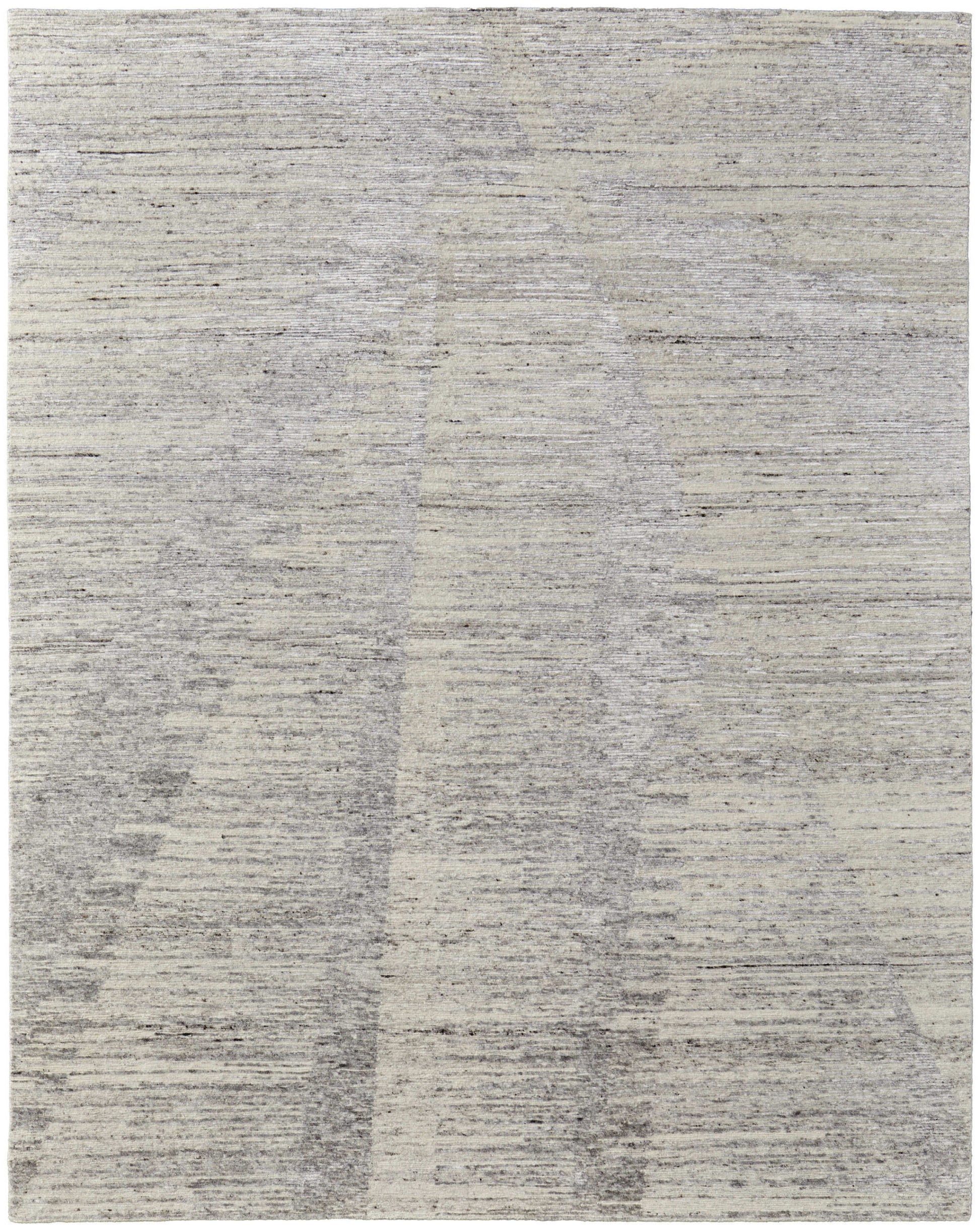 12' X 15' Ivory and Gray Abstract Hand Knotted Worn Faded Area Rug-0
