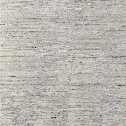 12' X 15' Ivory and Gray Abstract Hand Knotted Worn Faded Area Rug-3