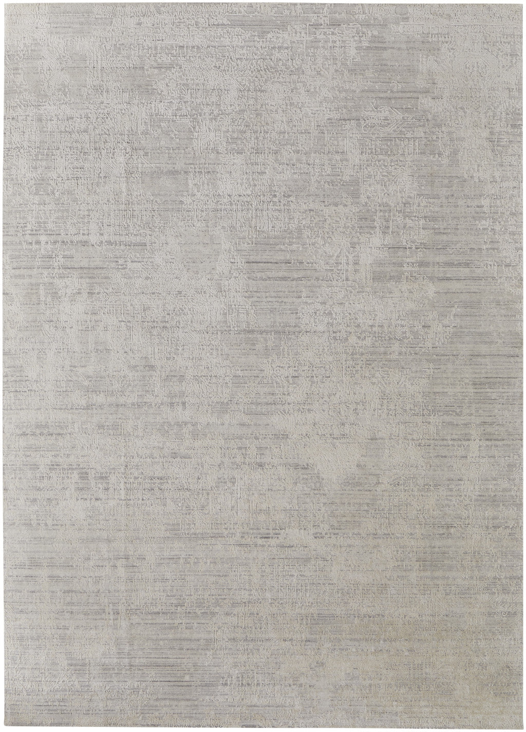 12' X 15' Gray and Ivory Abstract Hand Woven Worn Faded Area Rug-4