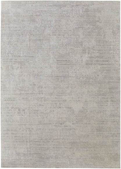12' X 15' Gray and Ivory Abstract Hand Woven Worn Faded Area Rug-4