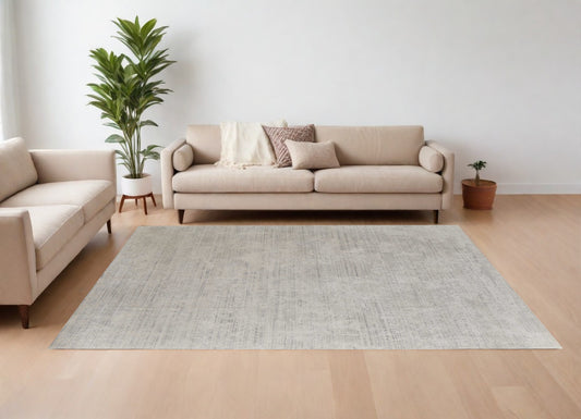 12' X 15' Gray and Ivory Abstract Hand Woven Worn Faded Area Rug-0