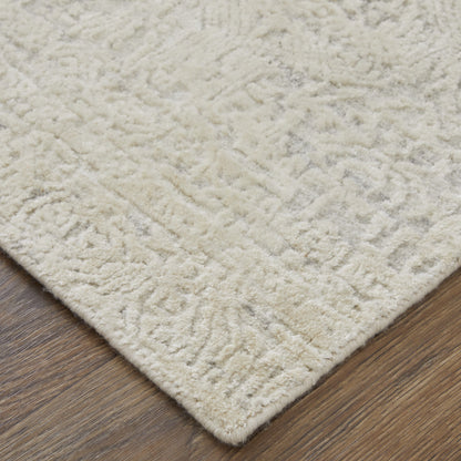 12' X 15' Gray and Ivory Abstract Hand Woven Worn Faded Area Rug-8